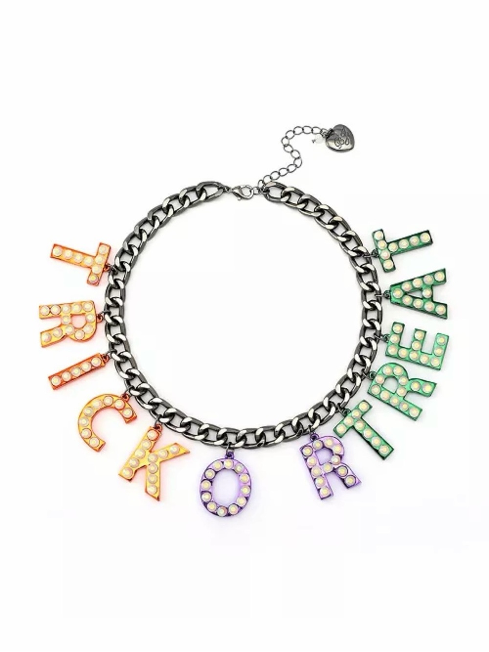 Betsey Johnson Halloween 'TRICK OR TREAT' Glow in the Dark Chain Necklace NWT